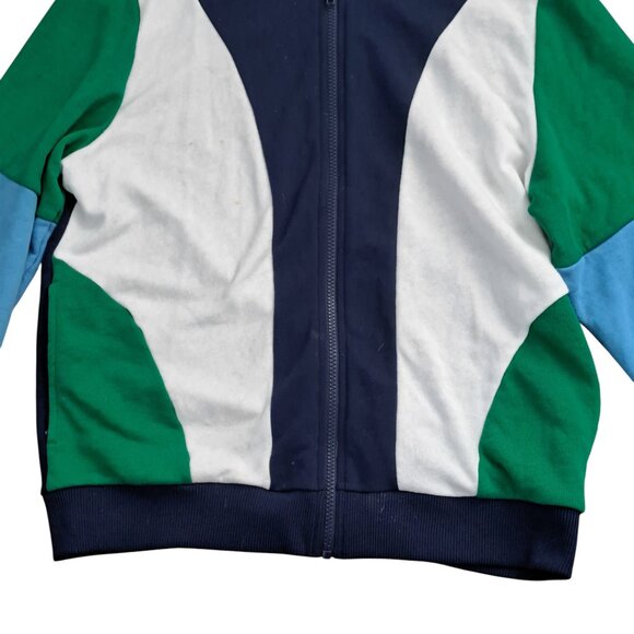 Pink Victoria's Secret Blue Green White ColorBlock Zip Hoodie Top Large - Picture 4 of 10